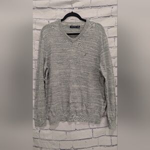 Nautica Green and White V Neck Sweater Men's Size Large